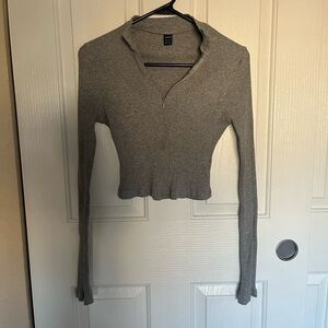 SHEIN Gray Ribbed Crop Top